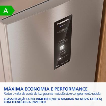 Imagem de Refrigerador Bottom Freezer Panasonic de 02 Portas Frost Free com 475 Litros Aço Escovado - NR-BB64PV2X