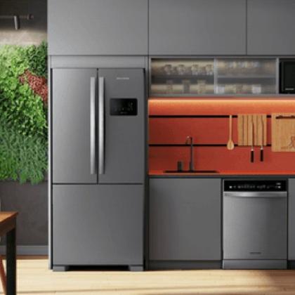 Imagem de Refrigerador brastemp frost free french door 3 portas 554l em aço inox 127v bro85akana