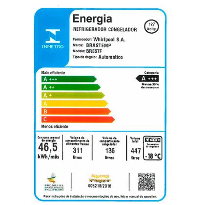 Imagem de Refrigerador Brastemp Inverse Frost Free A+++ 447 Litros Branco com Smart Flow e Fresh Box - BRE57FB