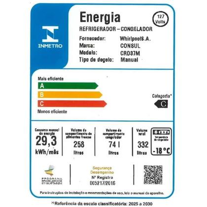 Imagem de Refrigerador Consul 332 Litros CRD37MB - 2 Portas, Cycle Defrost, Branco