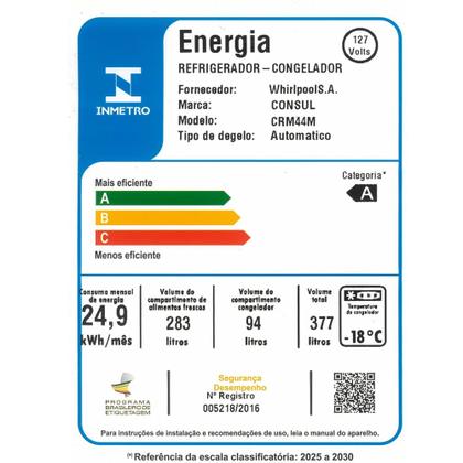 Imagem de Refrigerador Consul 377 Litros Frost Free Inox CRM44MK - 127 Volts