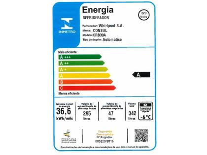 Imagem de Refrigerador Consul Frost Free 342 Litros Com Controle De Temperatura Crb39 Branco 220v