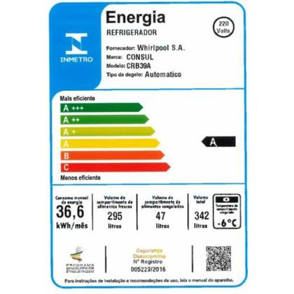 Imagem de Refrigerador Consul Frost Free 342 Litros com Controle de Temperatura CRB39
