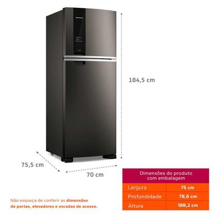 Imagem de Refrigerador de 02 Portas Brastemp Frost Free A+++ 463 Litros Black Inox com Fresh Box e Cold Room - BRM55FE