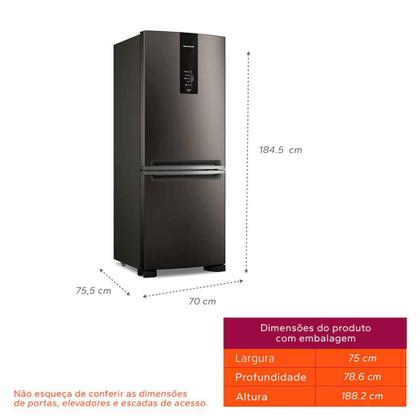 Imagem de Refrigerador de 02 Portas Brastemp Frost Free Inverse 447 Litros Black Inox com Smart Flow e Fresh Box - BRE57FE