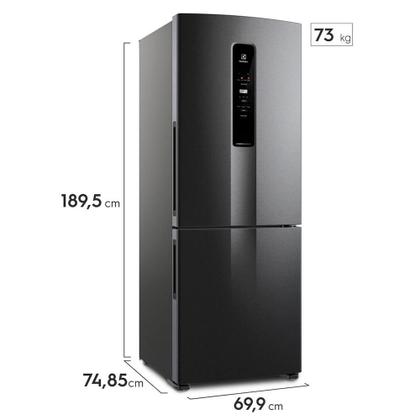 Imagem de Refrigerador de 02 Portas Electrolux Frost Free com 490 Litros Efficient com AutoSense Inverse Black Look - IB7B