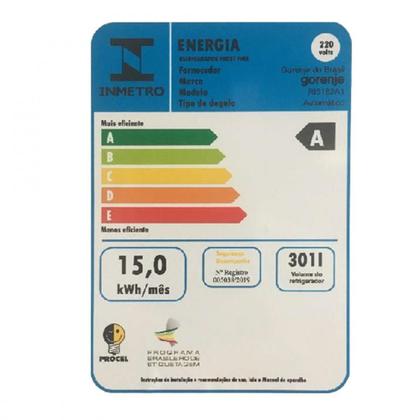 Imagem de Refrigerador de Embutir Gorenje 1 Porta 305 Litros 220V - RI5182A1