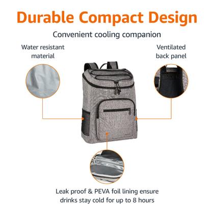 Imagem de Refrigerador de mochila Amazon Basics à prova d'água com capacidade para 30 latas