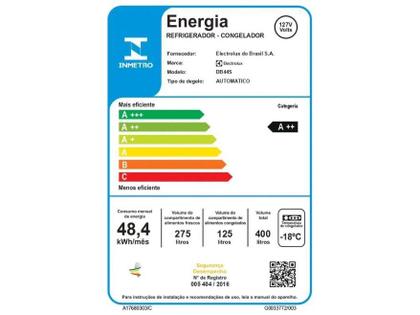 Imagem de Refrigerador Electrolux Frost Free 400L Efficient AutoSense Inverse cor Inox Look (DB44S)