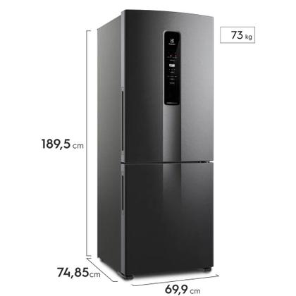 Imagem de Refrigerador electrolux frost free inverter 490l eficient inverse black inox ib54b
