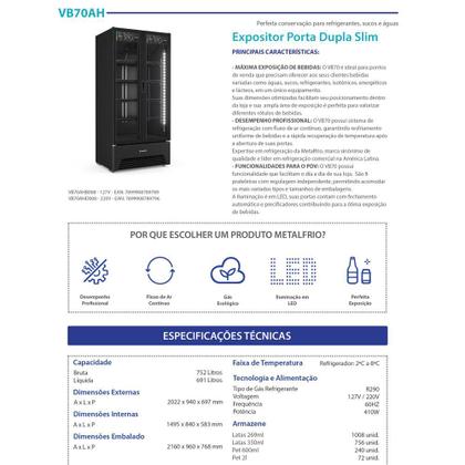 Imagem de Refrigerador Expositor Vertical Bebidas Duas Portas Vidro 691L VB70AH All Black 220V - Metalfrio