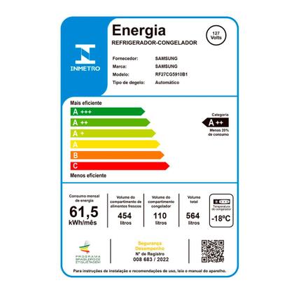 Imagem de Refrigerador Family Hub Smart French Door RF27 Samsung Frost Free com Soundbar 564 Litros Black Inox - RF27CG5910B1AZ