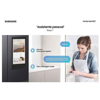 Imagem de Refrigerador Family Hub Smart French Door RF27 Samsung Frost Free com Soundbar 564 Litros Black Inox - RF27CG5910B1AZ