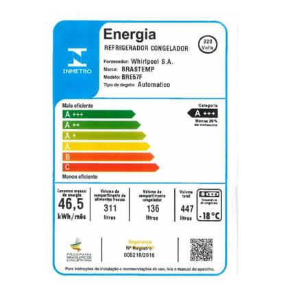 Imagem de Refrigerador / Geladeira Brastemp BRE57FK 447L 2 Portas Frost Free Inverse Inox