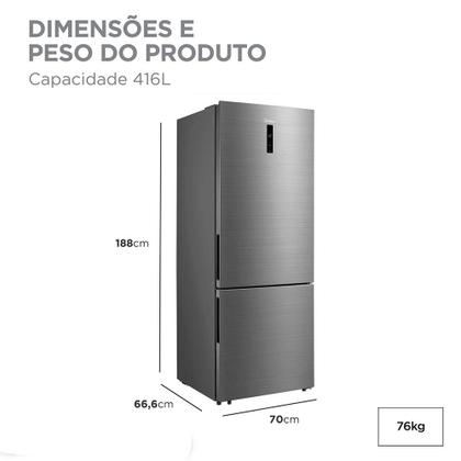 Imagem de Refrigerador Inverse Midea de 02 Portas Frost Free com 416 Litros Inox Bivolt - MDRB593FGD463