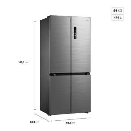 Imagem de Refrigerador Inverse Midea de 04 Portas Frost Free com 474 Litros Inox Bivolt - MDRF691FGD463