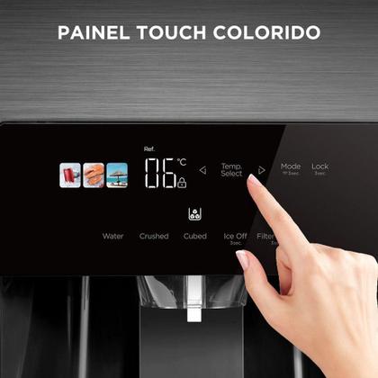 Imagem de Refrigerador Midea Side By Side 570L Dispenser De Agua E Gelo Inverter Inox - 127V (MDRS761MYD461)