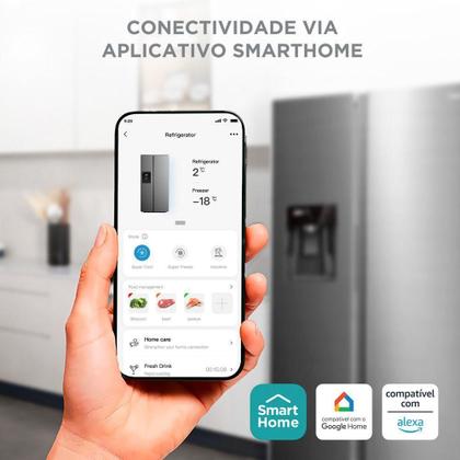 Imagem de Refrigerador Midea Side By Side 570L Dispenser De Agua E Gelo Inverter Inox - 127V (MDRS761MYD461)