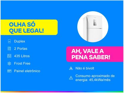 Imagem de Refrigerador Panasonic BT50 Top Freezer 435L 2 Portas Branco Frost Free 127V NR-BT50BD3WA
