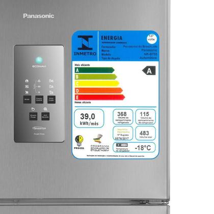 Refrigerador Panasonic BT55 Frost Free Aço Escovado 127V Imagem de Refrigerador Panasonic BT55 Frost Free Aço Escovado 127V