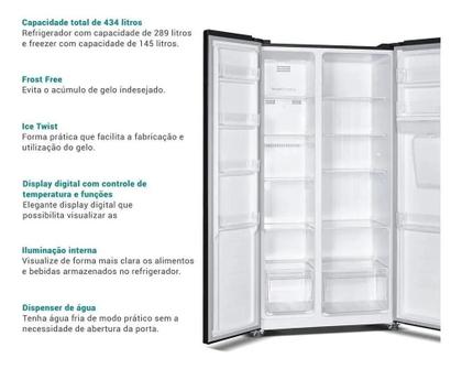 Imagem de Refrigerador Philco PRF43A Frost Free Side By Side Preto 434L 110V