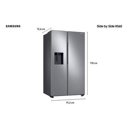 Imagem de Refrigerador RS60 Samsung Side by Side Inverter 602 Litros com All Around Cooling e SpaceMax Inox Look - RS60T5200S9