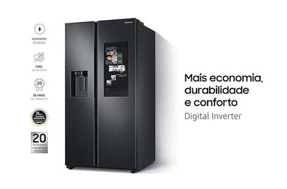 Imagem de Refrigerador samsung family hub side by side rs58 com soundbar 585l black inox 220v rs58t5561b1/bz