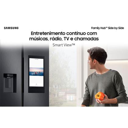 Imagem de Refrigerador Side by Side Family Samsung de 02 Portas Frost Free, 585 Litros, Painel Eletrônico, Inox e Preto - RS58T5561B1