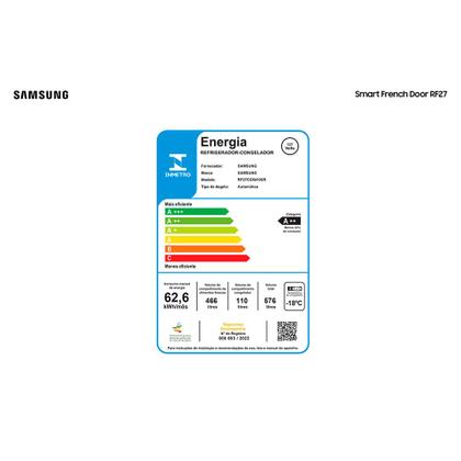 Imagem de Refrigerador Smart French Door RF27 Samsung Frost Free All Around Cooling 576 Litros Inox Look - RF27CG5410SRAZ