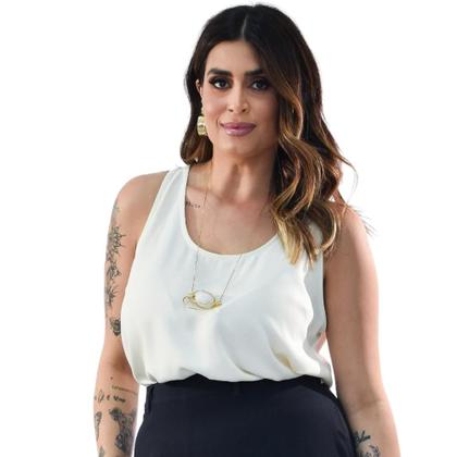 Imagem de Regata Barra Arredondada Viscose Crepada Plus Size 42 Ao 52