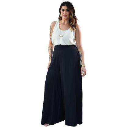 Imagem de Regata Barra Arredondada Viscose Crepada Plus Size 42 Ao 52