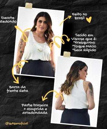 Imagem de Regata Barra Arredondada Viscose Crepada Plus Size 42 Ao 52