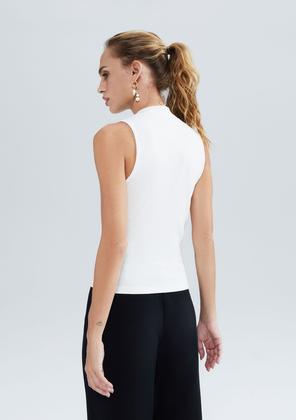 Imagem de Regata Básica Feminina Gola Alta Em Ribana Canelada