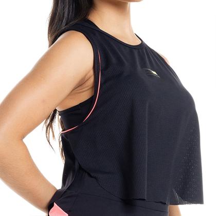 Imagem de Regata Cropped Feminina Estilo do Corpo Dry com Recortes Preto