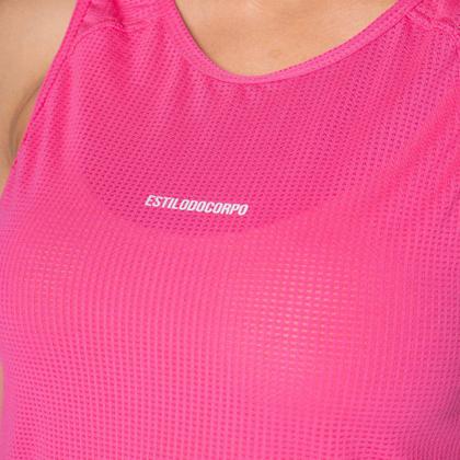 Imagem de Regata Cropped Feminina Estilo do Corpo Dry Tech Rosa Neon