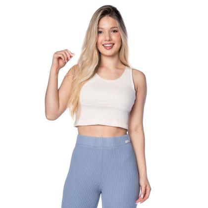 Imagem de Regata Cropped Feminina Sea Surf Lisa Off White