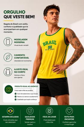 Imagem de Regata do Brasil Bordada Masculina - Amarela