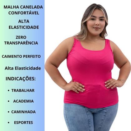 Imagem de Regata Feminina Blusa Blusinha Rosa Cavada Fitness Academia Plus Size G1 Ao G6