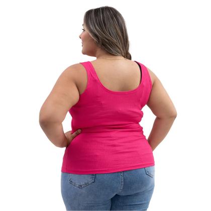 Imagem de Regata Feminina Blusa Blusinha Rosa Cavada Fitness Academia Plus Size G1 Ao G6