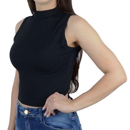 Imagem de Regata Feminina LZT Cropped Canelado Preto - 2413