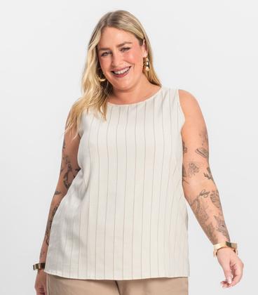 Imagem de Regata Feminina Plus Size em Visco Secret Glam Bege