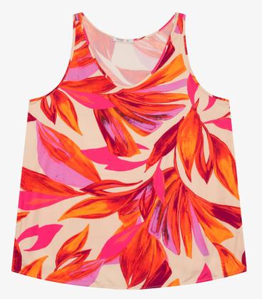 Imagem de Regata Feminina Plus Size em Viscose Secret Glam Laranja