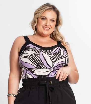Imagem de Regata Feminina Plus Size Estampada Secret Glam Roxo