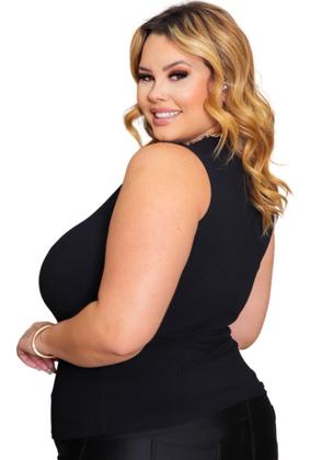 Imagem de Regata Feminina Plus Size Gola Alta Viscolycra Alta Elasticidade