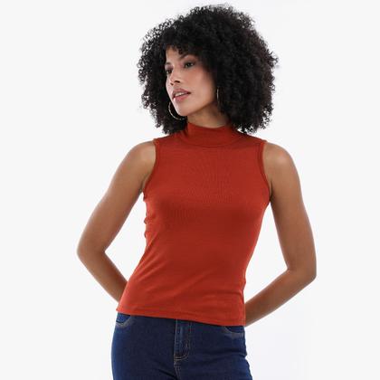 Imagem de Regata Feminina Plus Size Gola Alta Viscolycra Alta Elasticidade