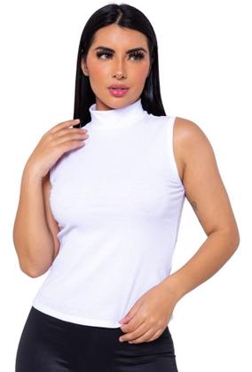 Imagem de Regata Feminina Plus Size Gola Alta Viscolycra Alta Elasticidade
