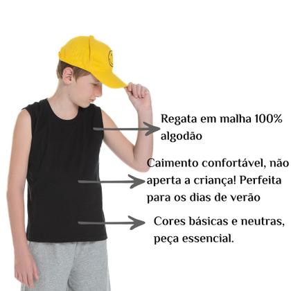 Imagem de Regata Infantil de Menino Lisa Básica de Algodão Kit 3 peças