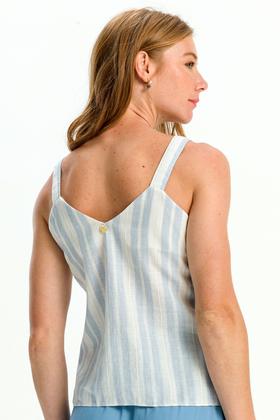 Imagem de Regata Listrada Alça Larga azul GG