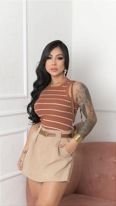 Imagem de Regata Listrada Feminina Casual Confortável - Estilo Único