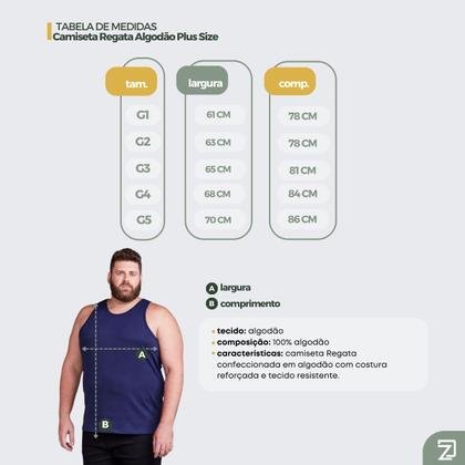 Imagem de Regata Masculina Plus Size Algodão Extra Grande